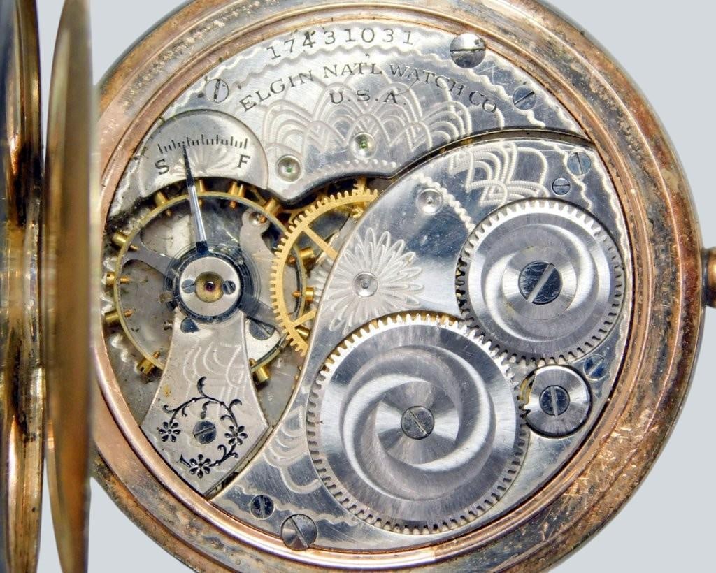 Elgin Sterling Silver Pocket Watch w/ Chain - 7