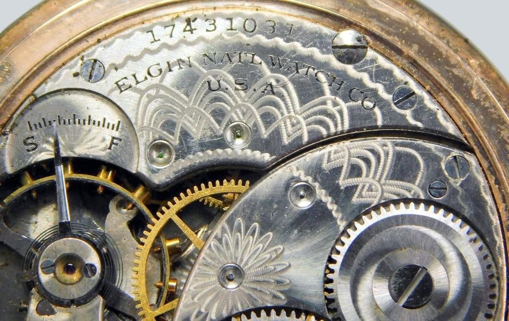 Elgin Sterling Silver Pocket Watch w/ Chain - 9