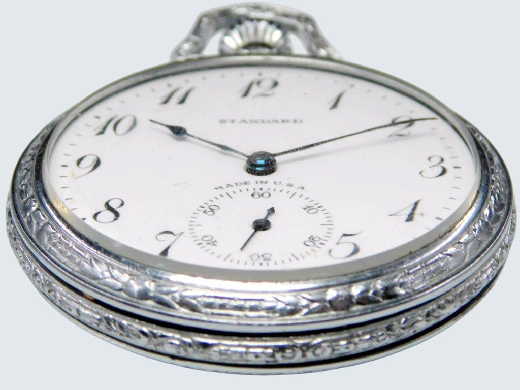 New York Standard 15-Jewel Pocket Watch w/ Engraved Case - 4