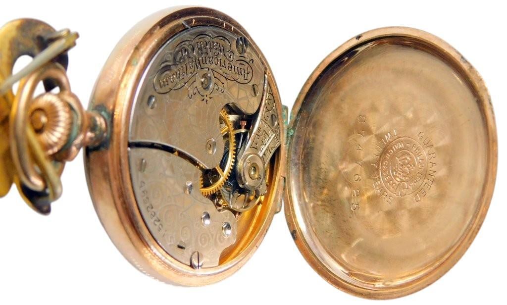 Antique Waltham 21-Jewel PocketWatch w/Fleur-de-Lis Lapel Pin - 15