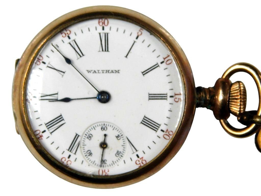 Antique Waltham 21-Jewel PocketWatch w/Fleur-de-Lis Lapel Pin - 2