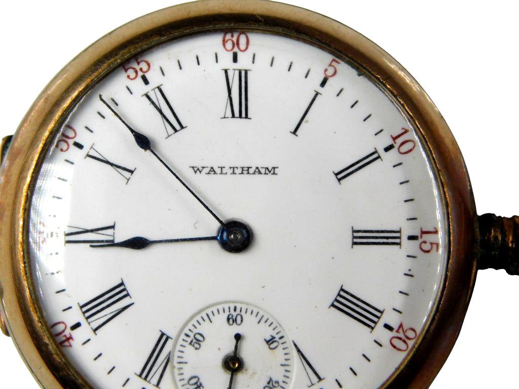Antique Waltham 21-Jewel PocketWatch w/Fleur-de-Lis Lapel Pin - 3