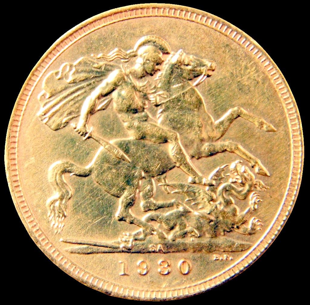1930 Gold Sovereign Coin George V SA - 2