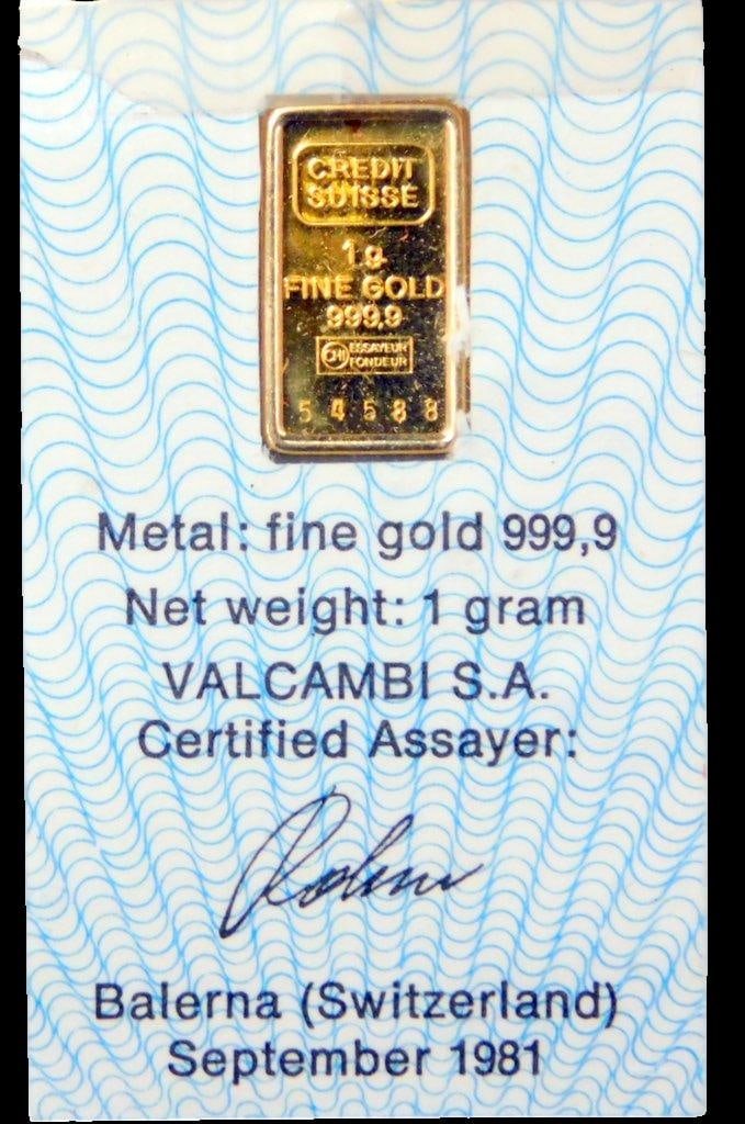 Credit Suisse 1g Fine Gold Pendant w/ Assay Certificate - 4
