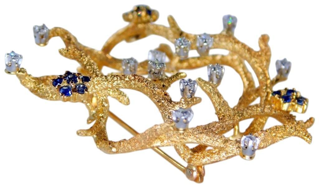 La Triomphe 18K Gold Brooch w/ Sapphires and Diamonds - 12
