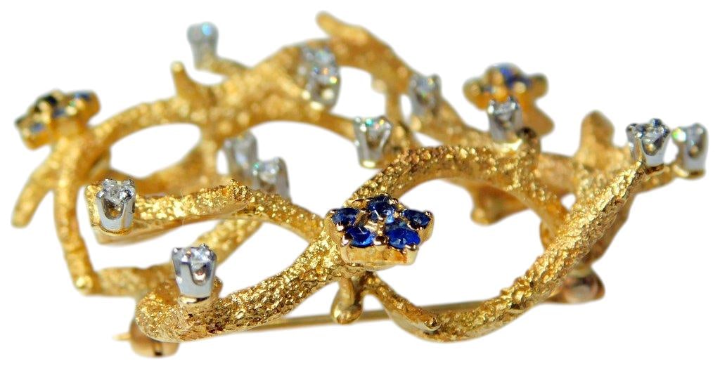 La Triomphe 18K Gold Brooch w/ Sapphires and Diamonds - 4