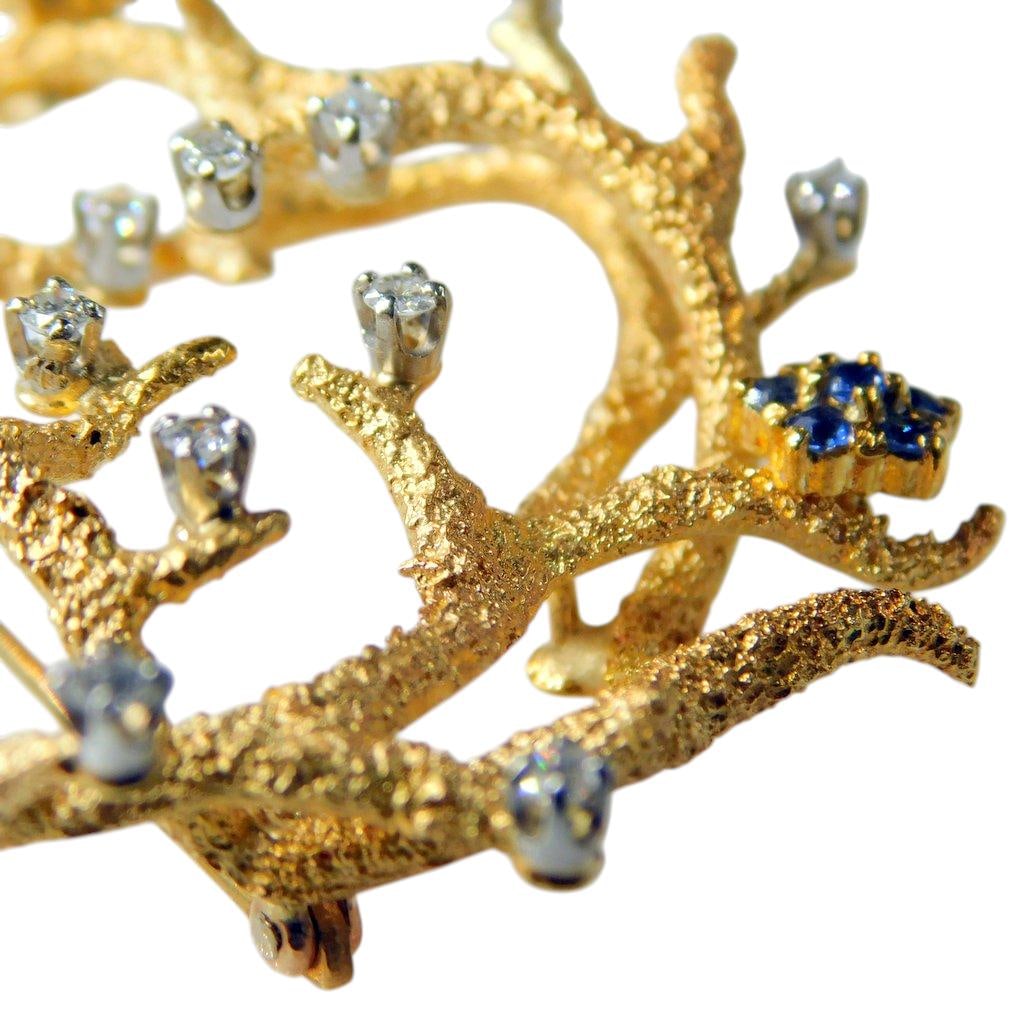 La Triomphe 18K Gold Brooch w/ Sapphires and Diamonds - 6
