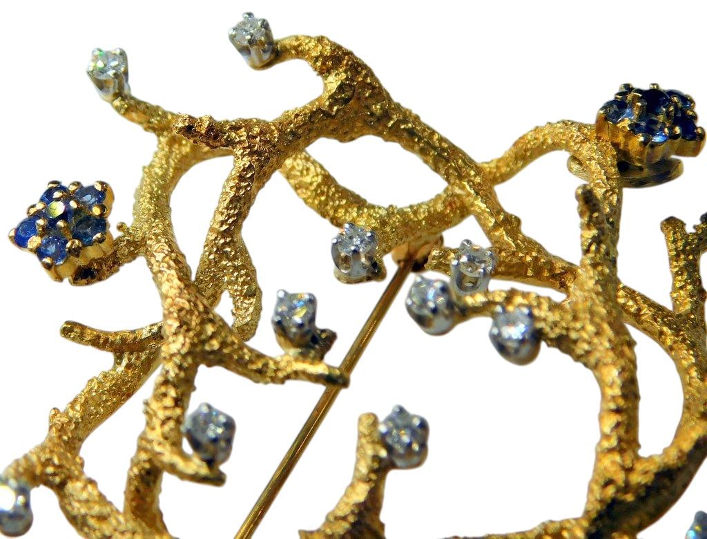 La Triomphe 18K Gold Brooch w/ Sapphires and Diamonds - 8