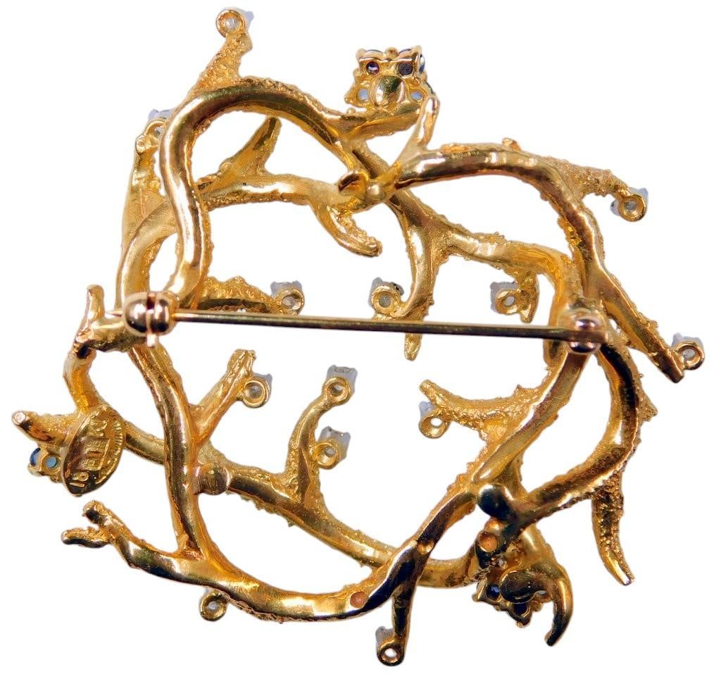La Triomphe 18K Gold Brooch w/ Sapphires and Diamonds - 9