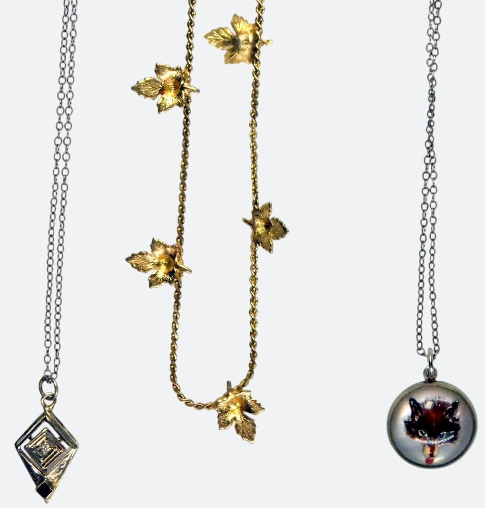 Enamel Brooch and Necklaces Featuring Various Motifs - 4