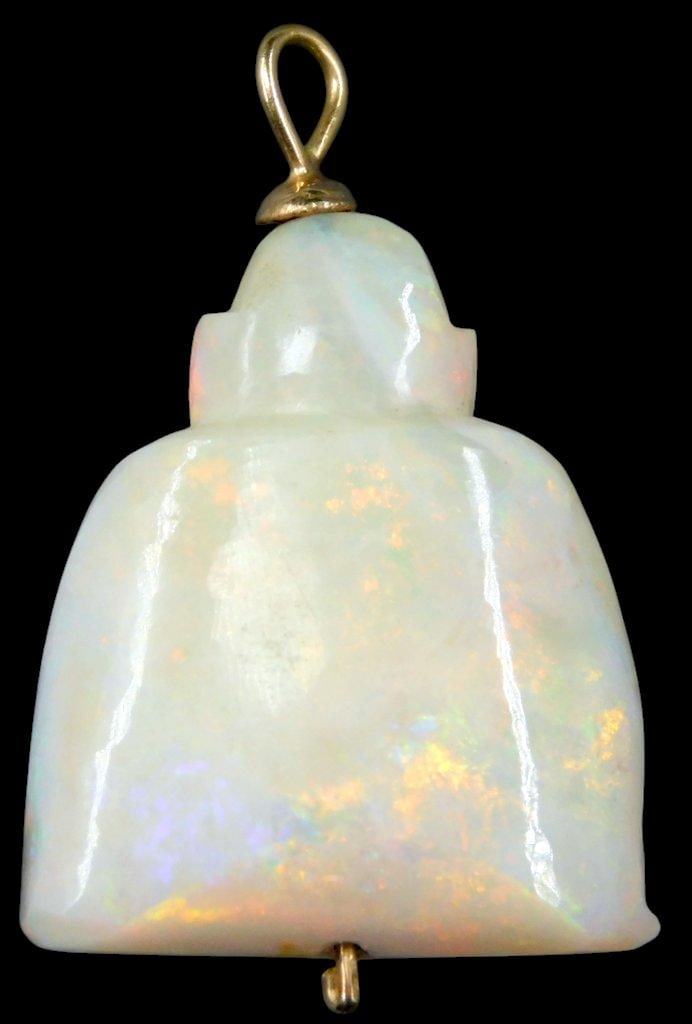 Carved Opal Buddha Pendant w/ 14K Gold Bale - 5
