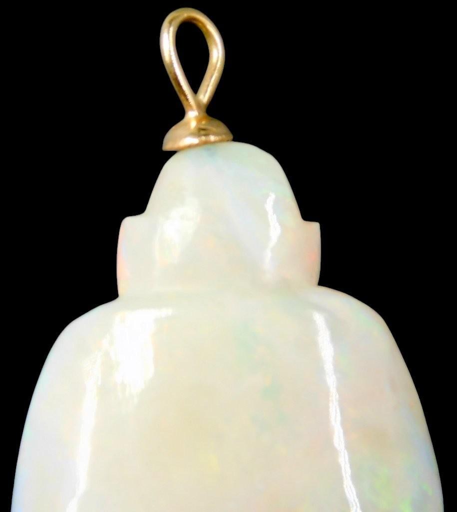 Carved Opal Buddha Pendant w/ 14K Gold Bale - 6