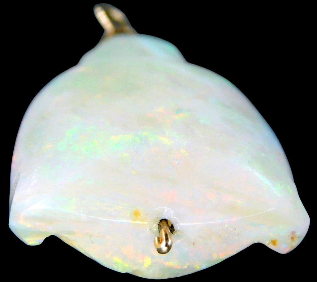 Carved Opal Buddha Pendant w/ 14K Gold Bale - 7