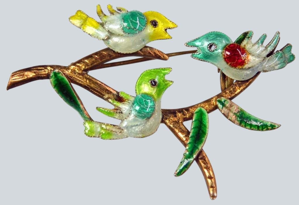 Sterling and Enamel Jewelry Pieces Grouping - 4