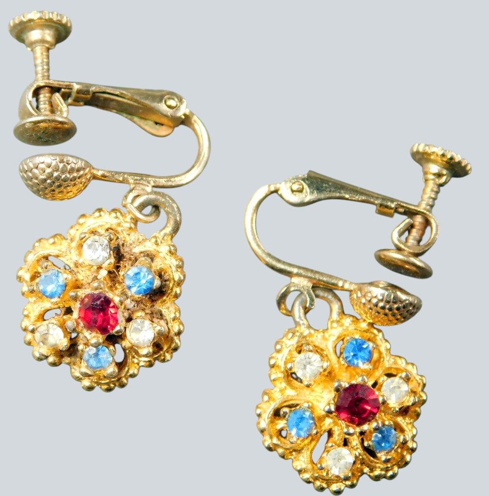 Vintage and Modern Earrings and Floral Brooch Grouping - 6