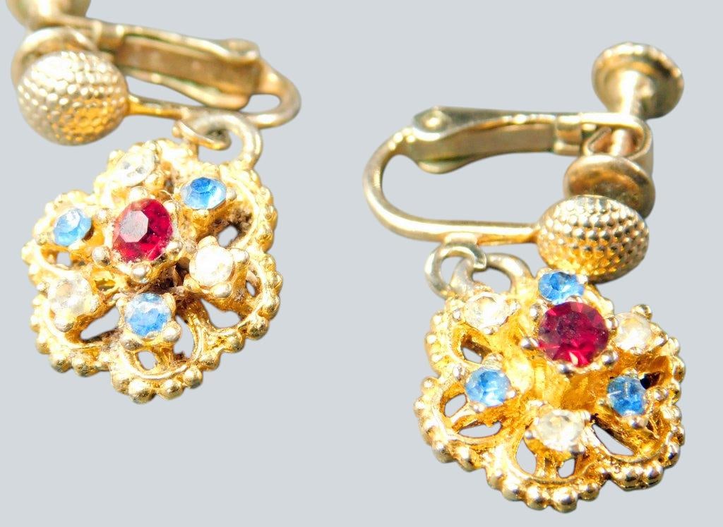 Vintage and Modern Earrings and Floral Brooch Grouping - 7