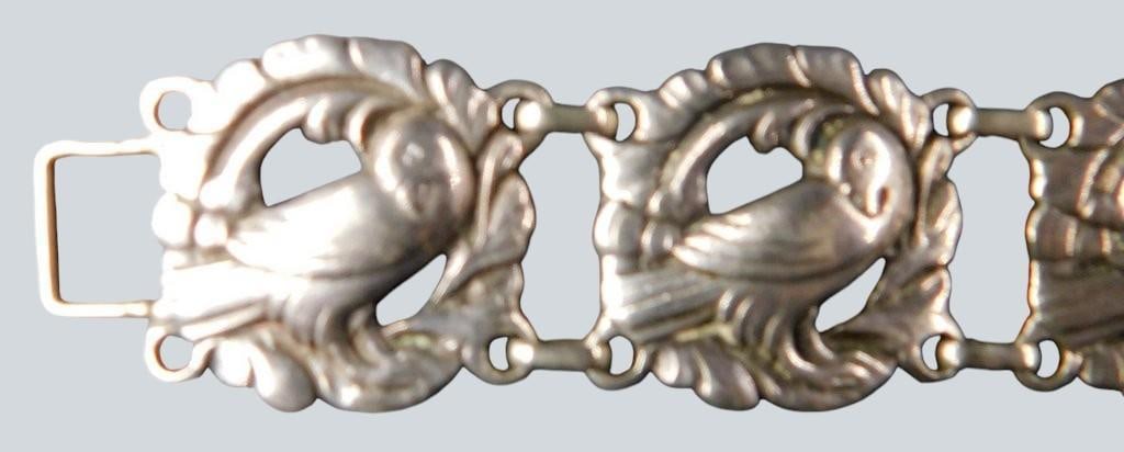 Sterling Silver Link Bracelet w/ Bird Motif - 2