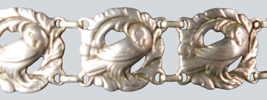 Sterling Silver Link Bracelet w/ Bird Motif - 3