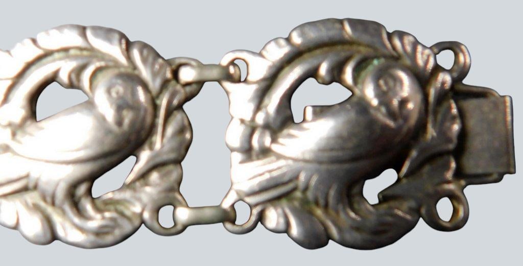 Sterling Silver Link Bracelet w/ Bird Motif - 4