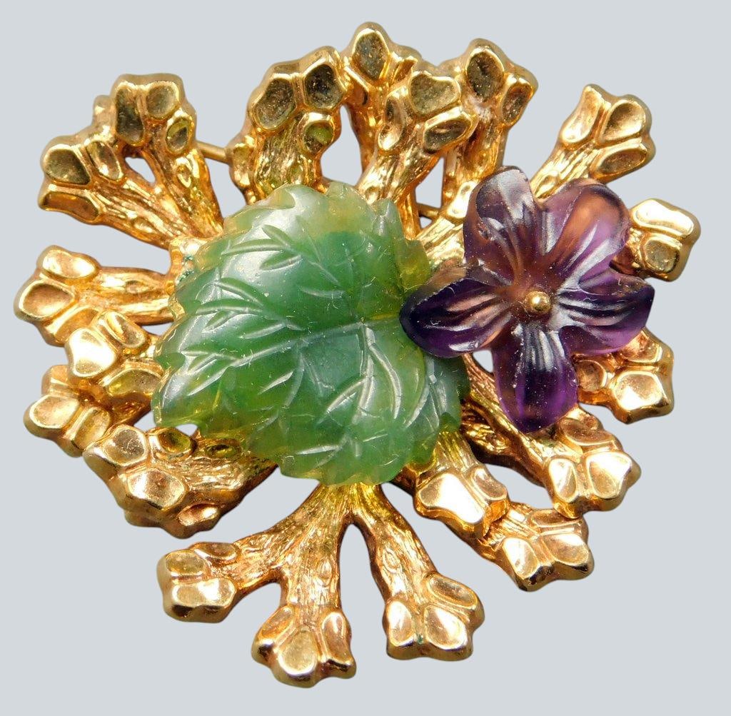 Gold Tone and Enameled Brooches w/ Animal and Floral Designs Included Designer Signed - 12