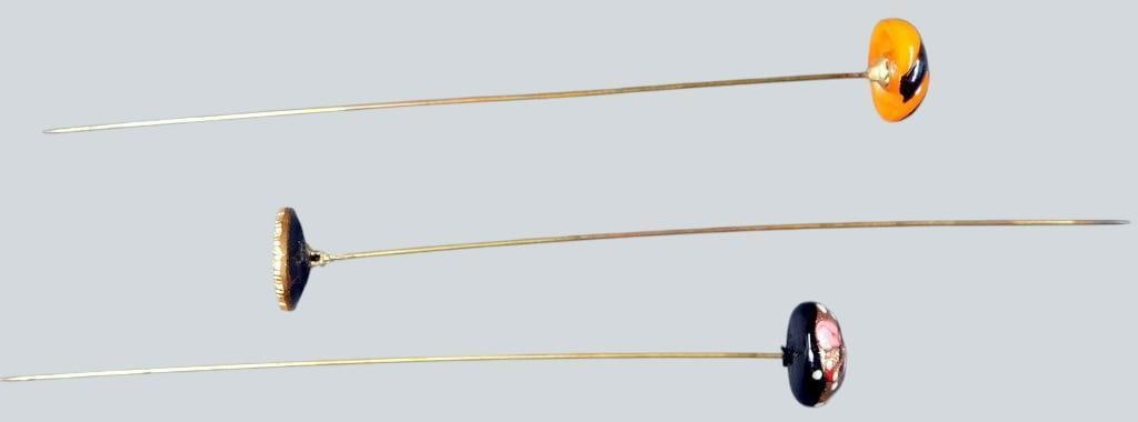 Decorative Hatpins w/ Ornate Heads, (3) - 3