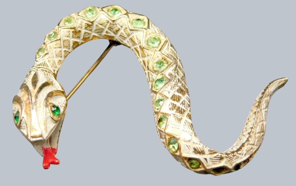 Art and Pell Designer Brooches Featuring Snake and Cat Designs - 2