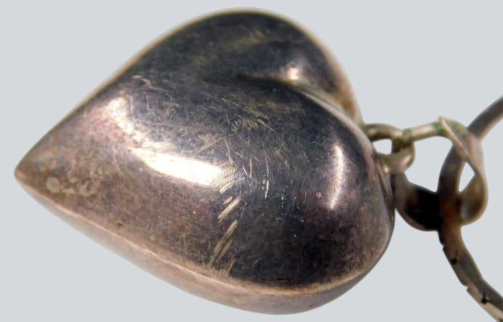 Sterling Silver Heart Pendant Necklace, Marked 925, Italy - 2