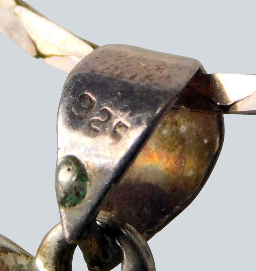 Sterling Silver Heart Pendant Necklace, Marked 925, Italy - 5