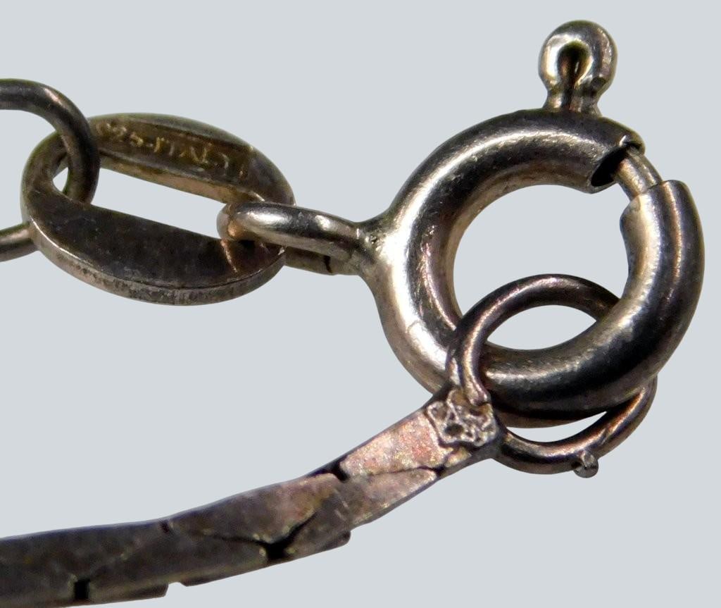 Sterling Silver Heart Pendant Necklace, Marked 925, Italy - 6