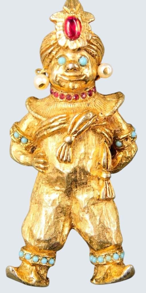 Gold-Tone Figural Brooch and Bird Pin w/ Tiger's Eye Stone - 2