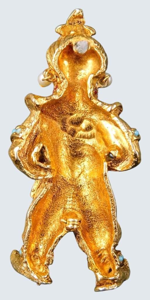 Gold-Tone Figural Brooch and Bird Pin w/ Tiger's Eye Stone - 3