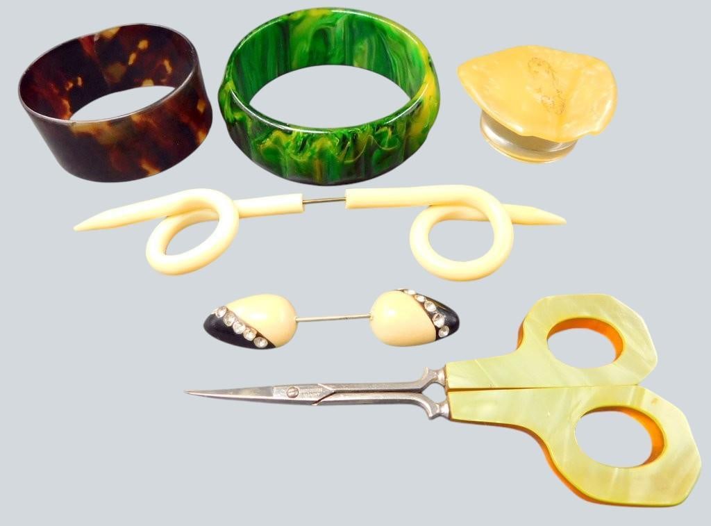 Grouping of Plastic Accessories w/ Scissors and Bangles - 2