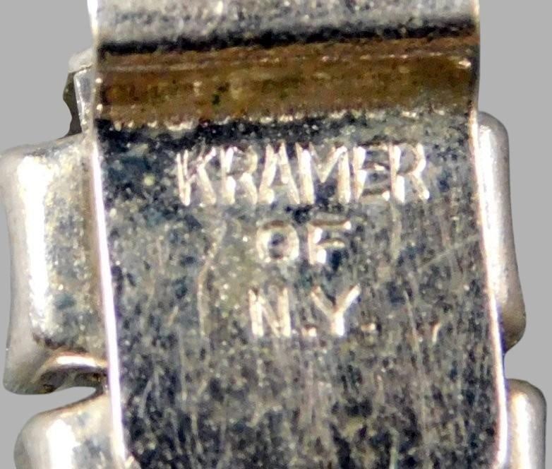 Kramer of N.Y. Rhinestone Bracelet and Filigree Clip-On Earrings Set - 5