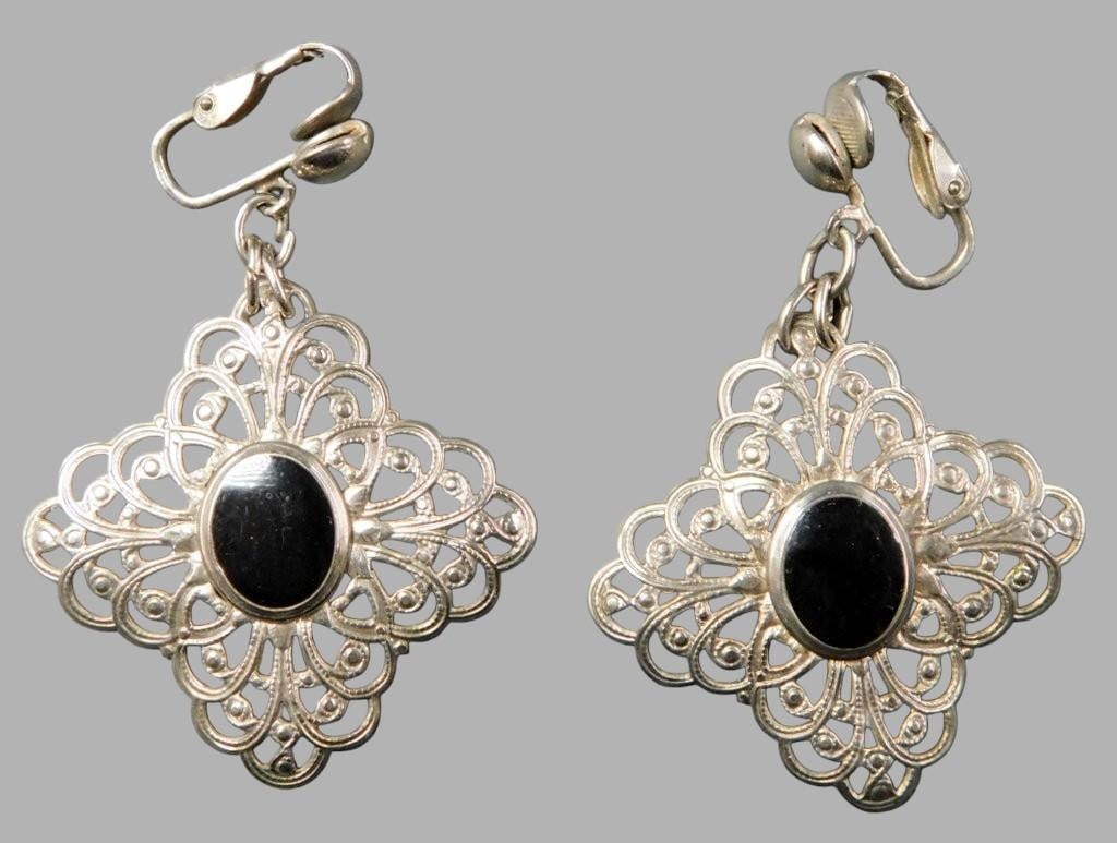 Kramer of N.Y. Rhinestone Bracelet and Filigree Clip-On Earrings Set - 7