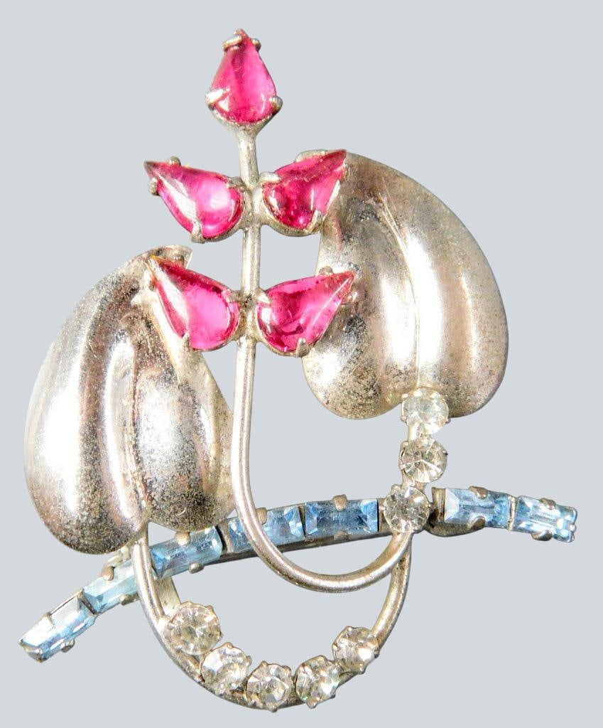 Sterling Silver Flower and Deer Brooches, (2) - 2