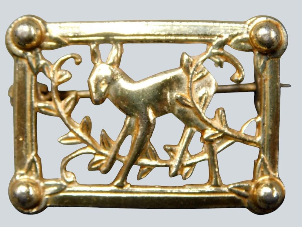 Sterling Silver Flower and Deer Brooches, (2) - 5