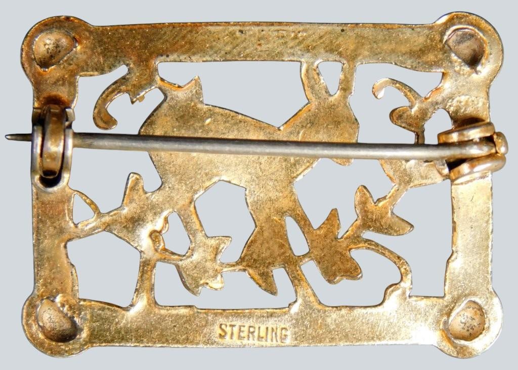 Sterling Silver Flower and Deer Brooches, (2) - 6