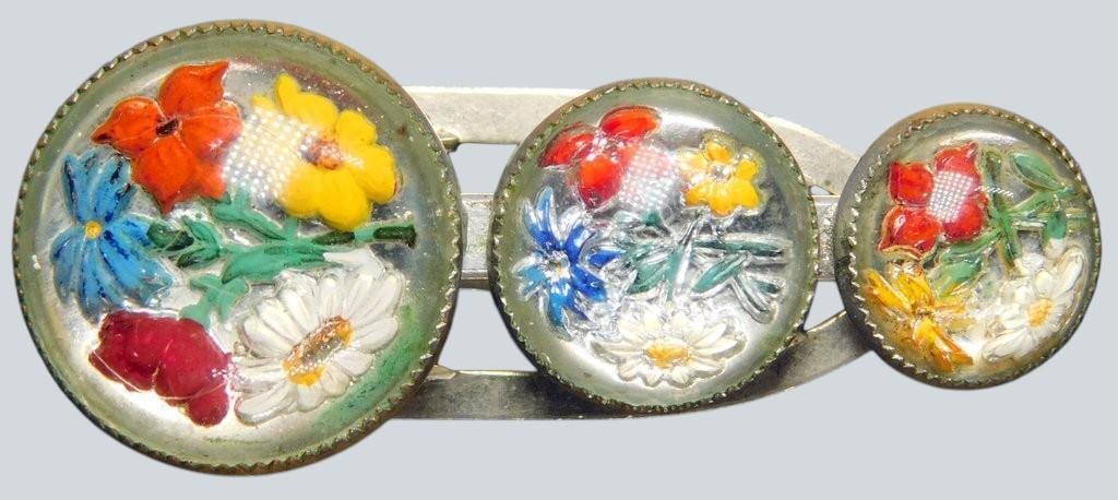 Jewelry and Decorative Items Including Scarab Bracelet, Brooches, and Thimbles - 16