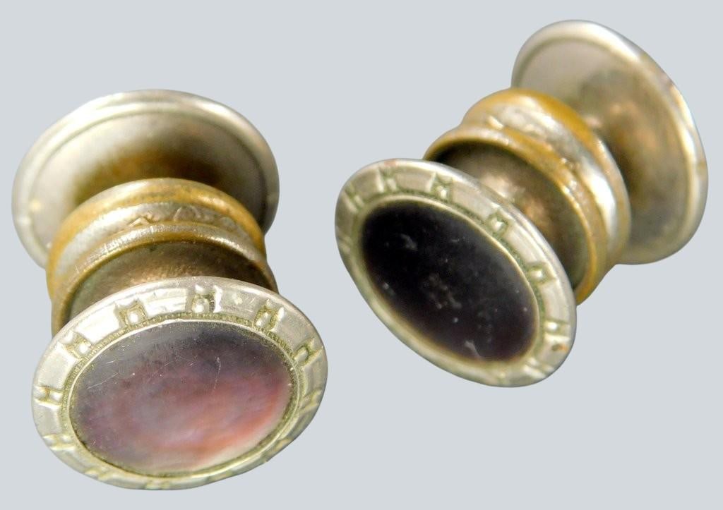 Jewelry and Decorative Items Including Scarab Bracelet, Brooches, and Thimbles - 3