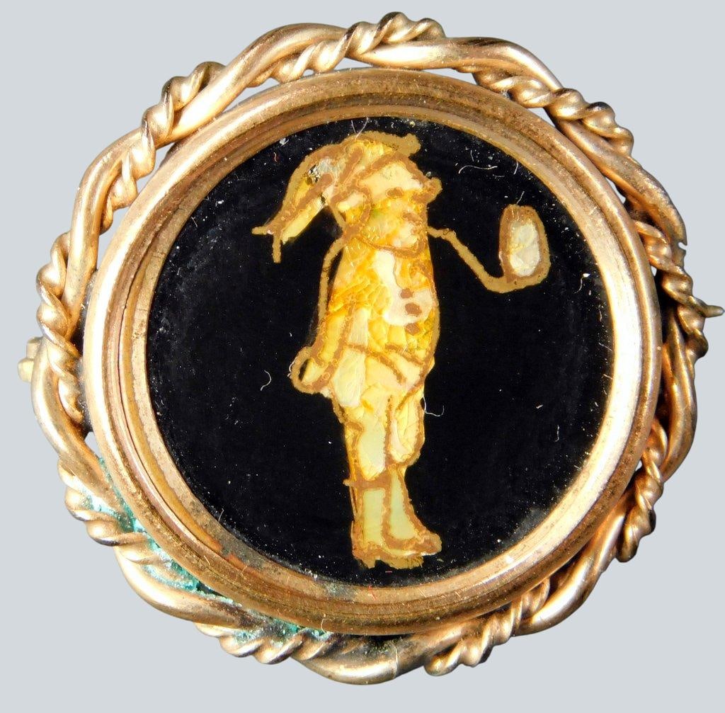 Jewelry and Decorative Items Including Scarab Bracelet, Brooches, and Thimbles - 5