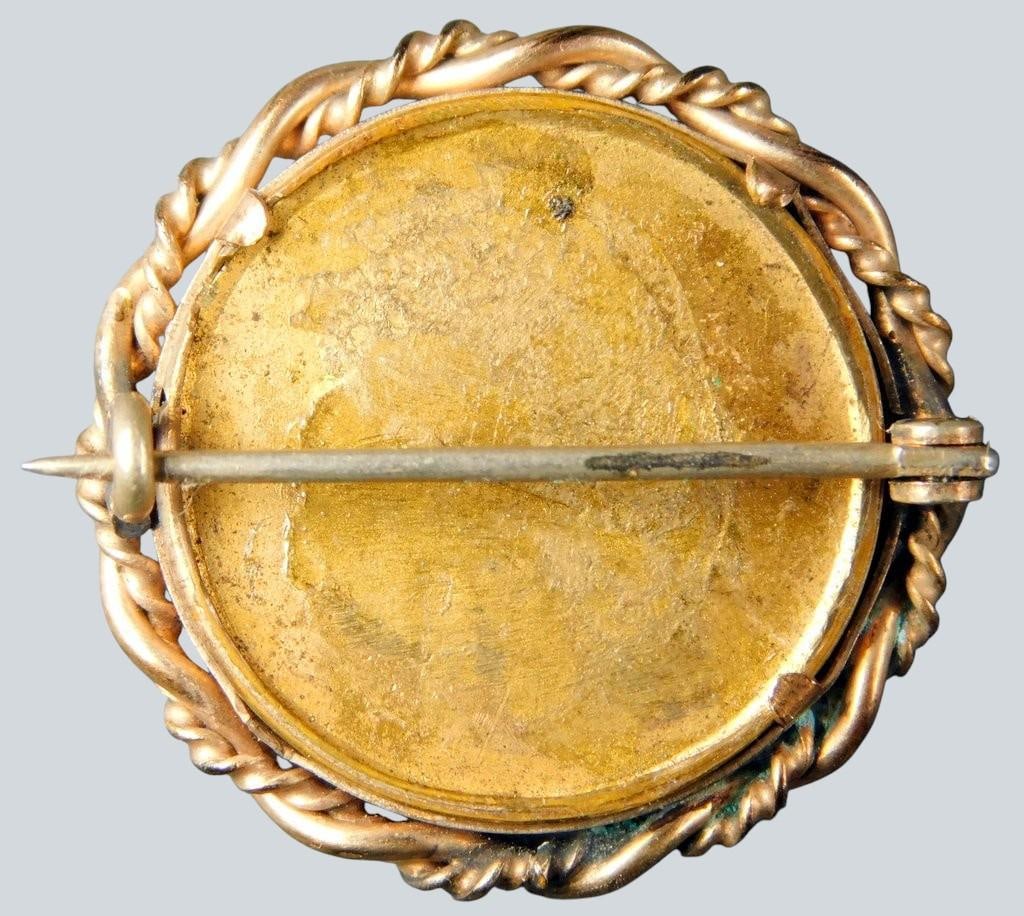 Jewelry and Decorative Items Including Scarab Bracelet, Brooches, and Thimbles - 6