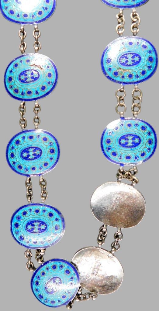 Grouping of Jewelry Items Including Enameled Belt, Tourquoise Necklace, and Bird Pin - 3