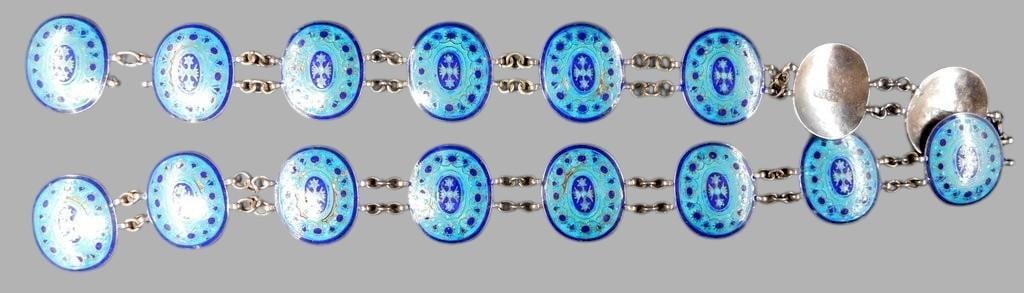 Grouping of Jewelry Items Including Enameled Belt, Tourquoise Necklace, and Bird Pin - 5