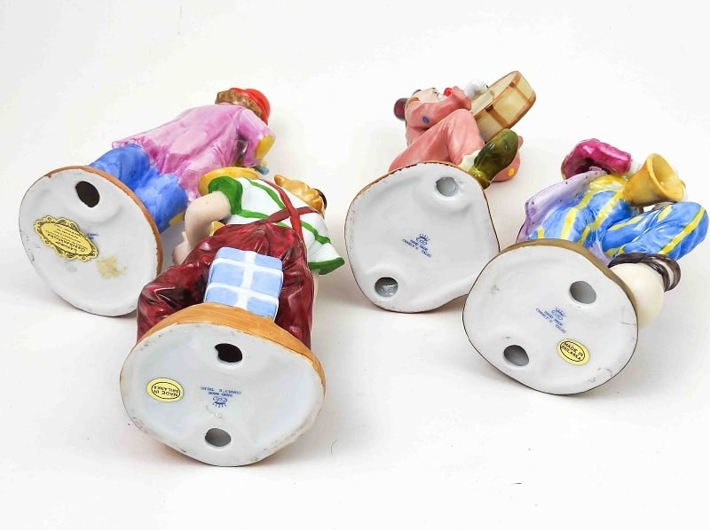 Vier Porzellan Clown Figuren Musiker - 2