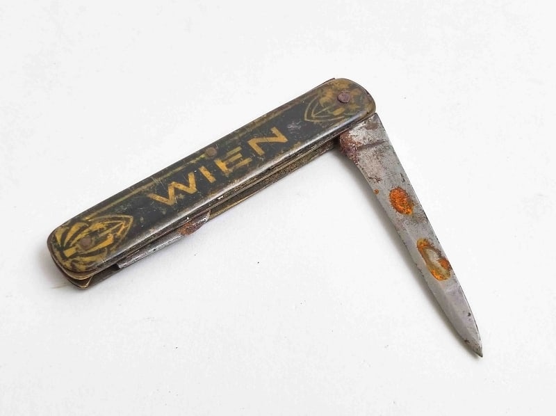 Antikes Taschenmesser Wien: Antikes Taschenmesser Doppelklinge Wien, Sammlerstück Interne Nummer A0171400097
