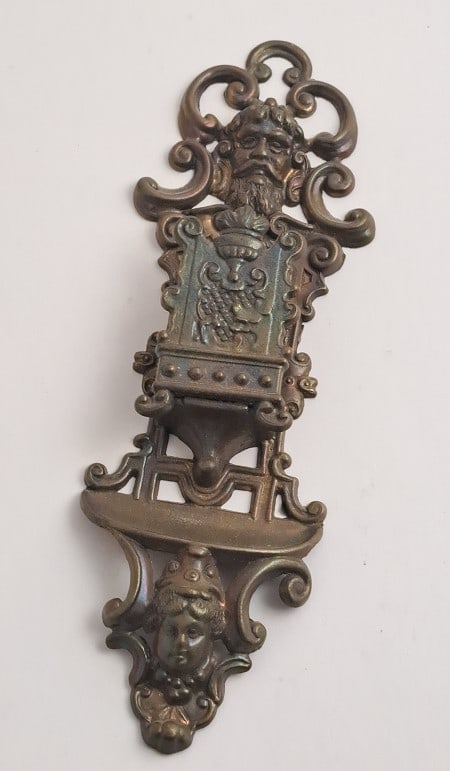 Antiker Streichholzhalter: Alter Messing bronziertert Streichholzhalter, verm. franz., Länge ca. 28 x 9cm Interne Nr. A0171400171