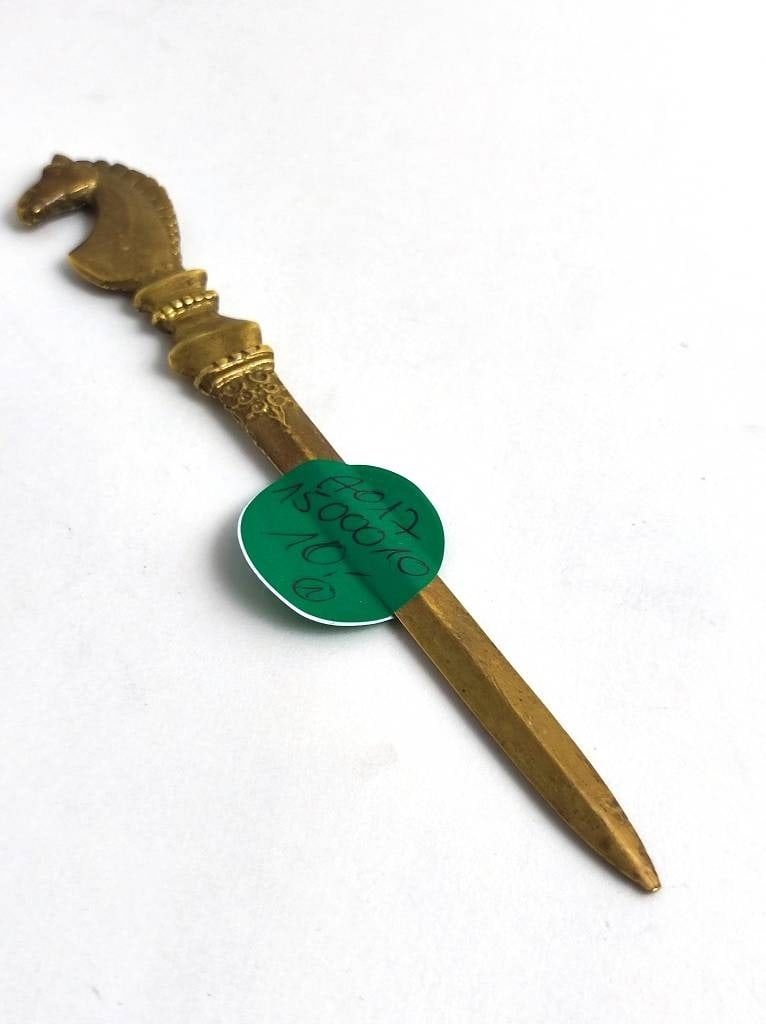 Vintage Messing Brieföffner Pferdekopf: Vintage Messing Brieföffner Pferdekopf, Länge ca. 17cm, Gewicht ca. 45g Interne Nr. A0171500010