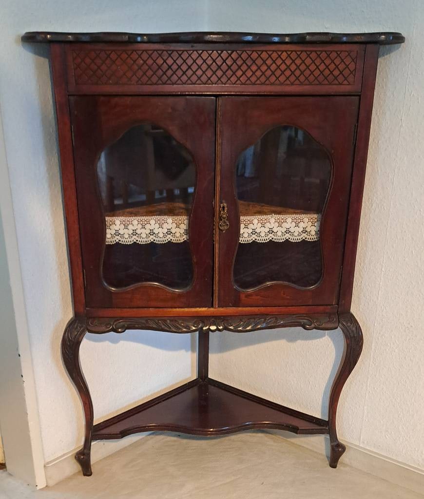 Antiker Eck Vitrinenschrank - 8