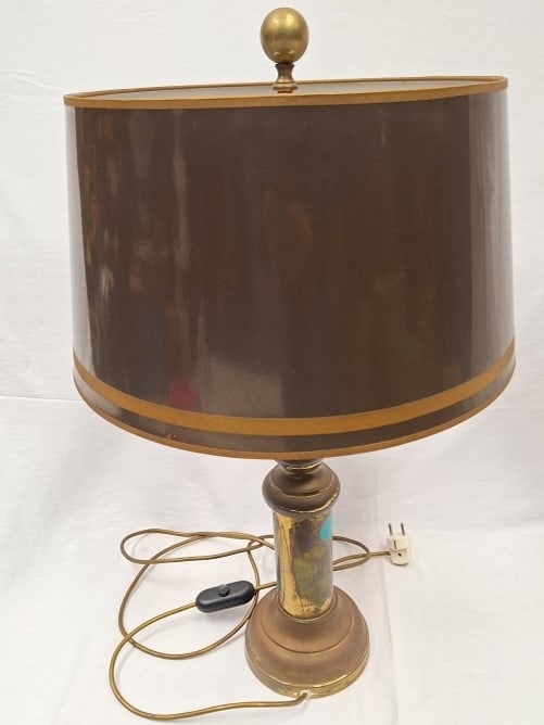 Vintage Messing Lampen: Zwei Vintage Messing Lampen, Höhe 1x ca. 70cm, 1x 85cm, 1x Schirm besch., funktionstüchtig Interne Nr. A0170300040