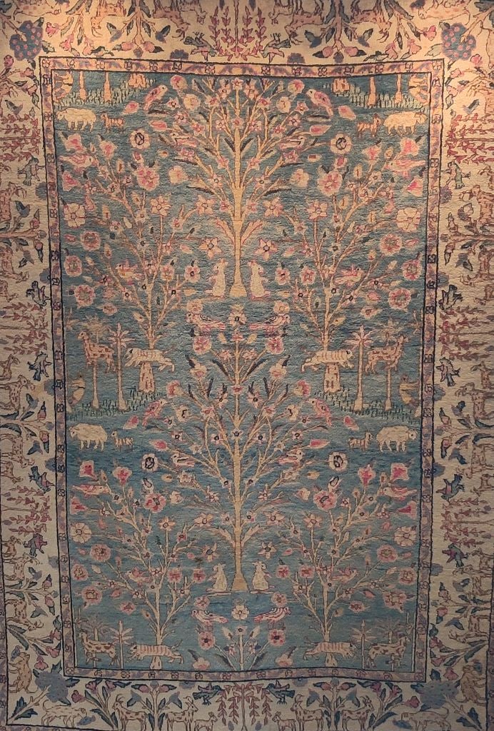 XL Lebensbaum Wandteppich: XL Isfahan Kelim Kayseri Lebensbaum Wandteppich Teppich Maße ca. 3,10 x 2,05m, gepflegter Zustand Interne Nummer A0171400852
